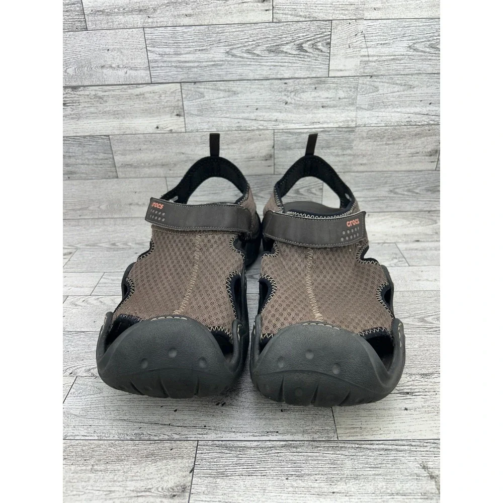 Crocs Men's Sport Sandals Water Shoes Size 12 Brown Mesh Hook‎ and Loop